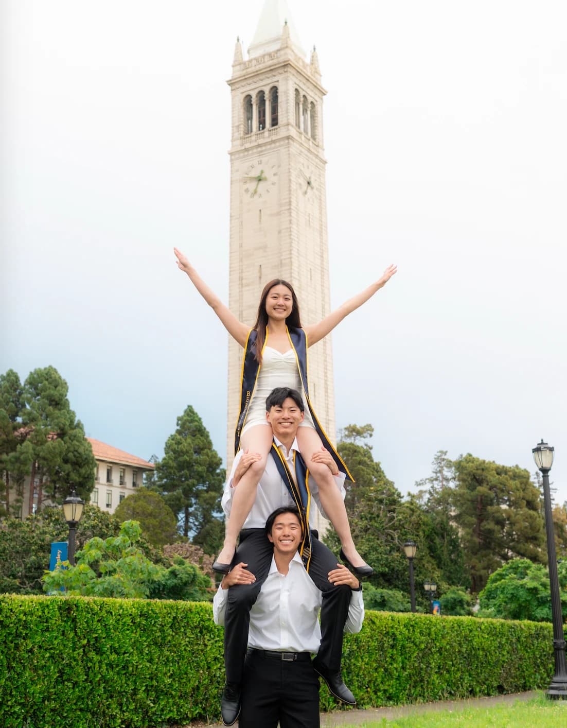 Ryan and friends stacked up in front of the Campanile